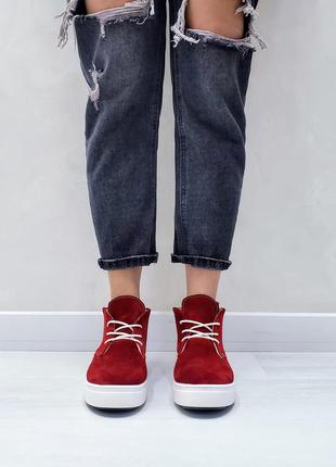 Хайтопы замшевые р32-41 красные ботинки полуботинки сапоги хайтопи червоні черевики чоботи5 фото