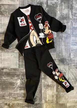 Спортивний костюм мінні маус трійка,комплект 3-ка - лосіни ,футболка ,кофта; туреччина