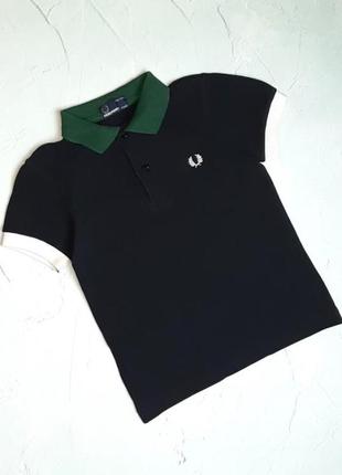 🎁1+1=3 брендова чорна футболка поло бавовна fred perry на хлопчика 4-5 років8 фото