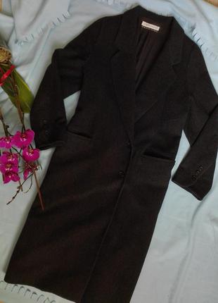 Темно-сіре актуальне довге пальто casual2 фото
