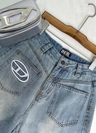 Джинсы diesel голубые рваные прямые2 фото