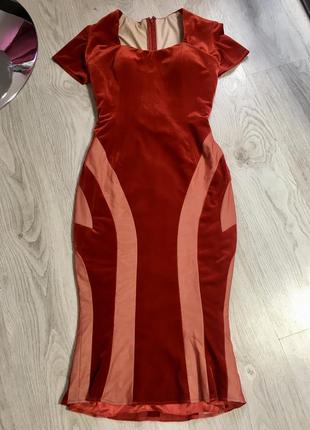 Красное велюровое платье jovani1 фото