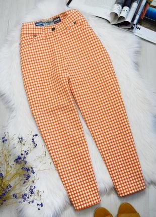 Бриджі капрі вінтажні в клітку висока посадка стиль 60х