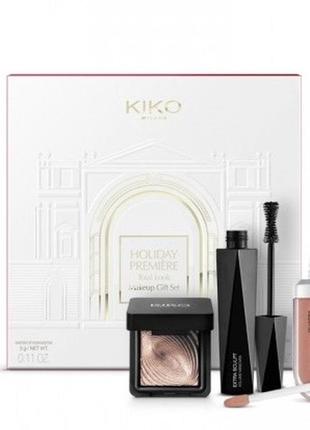 Подарочный набор holiday première кико черная туш с эффектом накладных ресниц тени water eyeshadow 200 holiday kiko milano extra sculpt volume mascara1 фото