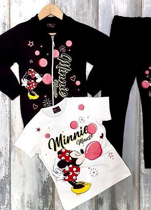 Спортивный костюм для девочки минни маус на 4-5 лет, тройка! крутой костюм, яркий, модный и удобный 💎