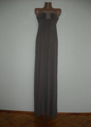 Плаття-сарафан next коричневого кольору з вишивкою намистинами