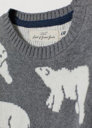 Теплый свитер h&m 86-92 см и 110-116 см 1-6 лет белые медведи джемпер3 фото