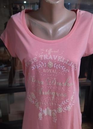 Розпродаж! чудова якісна футболочка broadway рожево персикова з надписом6 фото