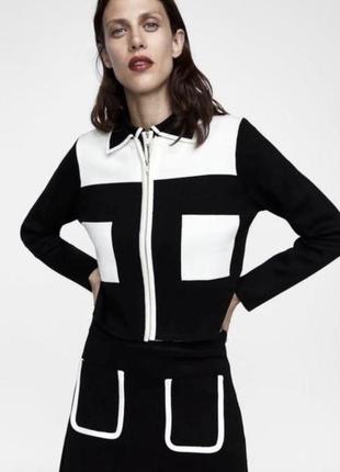 Zara піджак класичний чорно білий