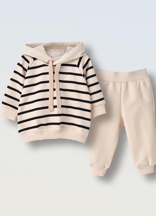 Костюм набор худи в полоску и брюки для новорожденных little angel 80, 98
