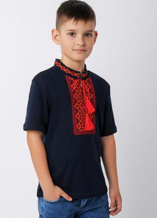 Трикотажна вишиванка для хлопчика, хлопковая вышиванка для мальчика, футболка з вышивкою, вишиванка для хлопчиків1 фото