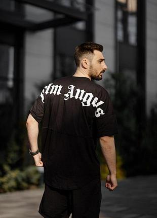 Мужская футболка оверсайз palm angels black палм ангелс черная свободного кроя (bon)