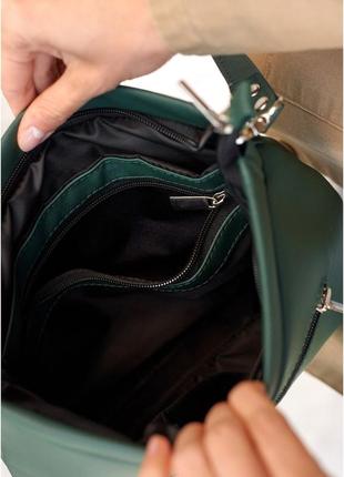 Жіноча темно зелена сумка кросбоді sambag rose строчена7 фото