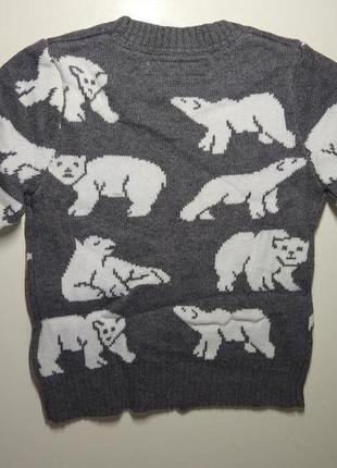 Теплый свитер h&m 86-92 см и 110-116 см 1-6 лет белые медведи джемпер6 фото