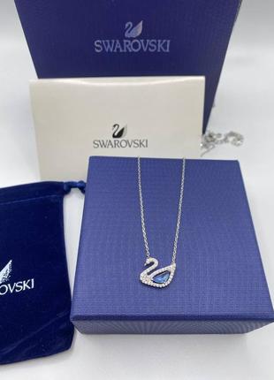 Swarovski подвеска серебряный лебедь с голубым кристаллом6 фото