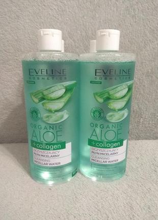 Eveline organic aloe + collagen міцелярна вода 500 мл