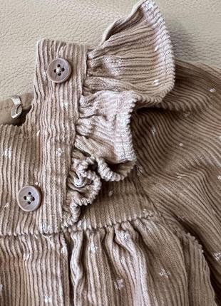 Вельветова сукня актуального кольору 6-12 міс ріст 74 обʼємний рукав беж2 фото