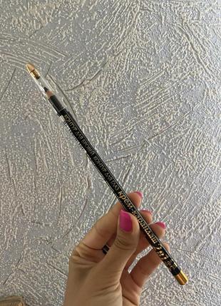 Твёрдый стойкий чёрный карандаш для бровей 2 в 1 и глаз 19 см с точилкой2 фото