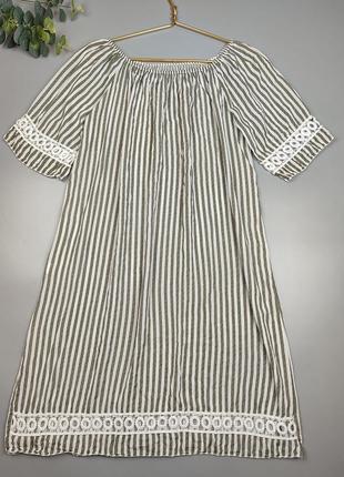 Сукня в смужку з мереживом італія, сукня-туніка, пряма сукня2 фото