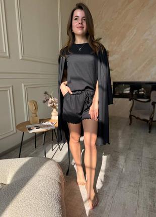 Хіт сезону піжама (халат + футболка + шорти)