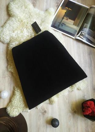 Велюровая бархатная черная юбка .1 фото