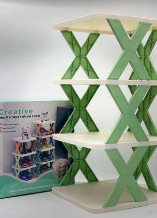 Вертикальна складна полиця для взуття в передпокій на 4 рівні / підставка для взуття / взуттєва поли