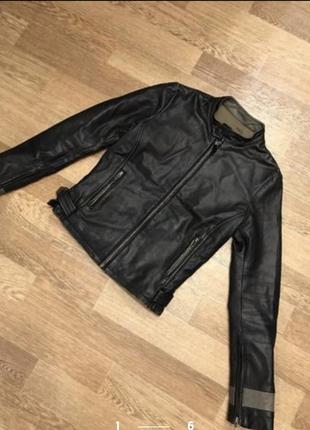 Куртка шкіра diesel 55dsl оригінал куртка шкіряна косуха чорна сіра тепла1 фото