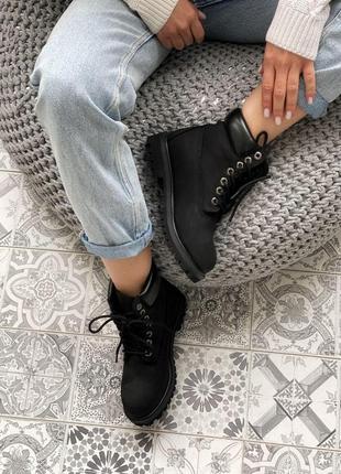 Женские ботинки timberland 6 inch premium black (без меха)7 фото