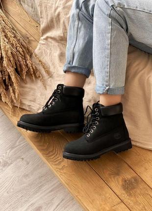 Женские ботинки timberland 6 inch premium black (без меха)8 фото