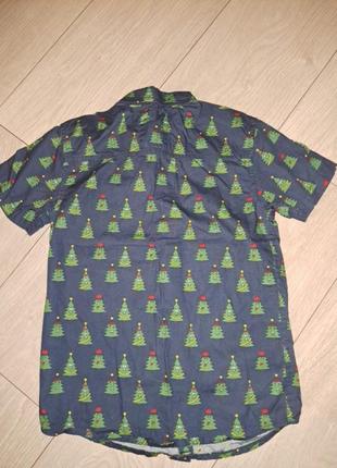 Новорічна сорочка, теніска  з ялинками на 7-8 років2 фото