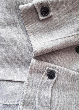 Шерстяное полупальто двубортное пальто тренч жакет с накладными карманами zara7 фото