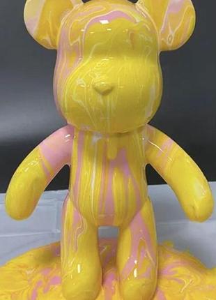 Флюидный медвежонок fluid bear bearbrick, 23 см, с красками yellow2 фото