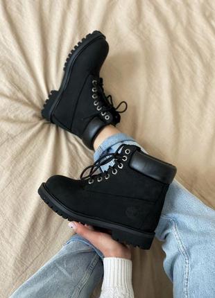 Черевики timberland 6 inch boot black (без хутра) черевики