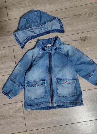 Куртка джинсова джинсовка кофта на замку з карюшоном дівчинкі хлопчику унісекс 92 ріст 1,5 2 3 роки h&m5 фото