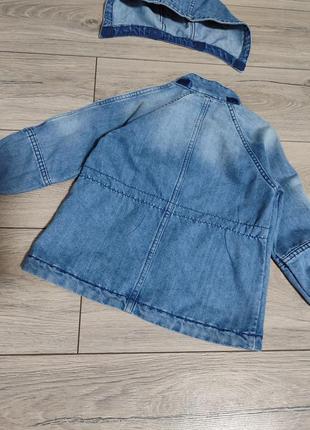 Куртка джинсова джинсовка кофта на замку з карюшоном дівчинкі хлопчику унісекс 92 ріст 1,5 2 3 роки h&m6 фото