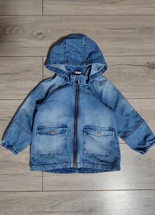 Куртка джинсова джинсовка кофта на замку з карюшоном дівчинкі хлопчику унісекс 92 ріст 1,5 2 3 роки h&m1 фото