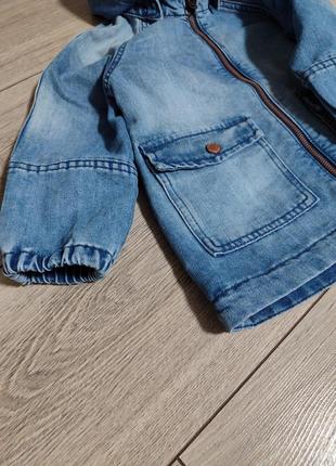 Куртка джинсова джинсовка кофта на замку з карюшоном дівчинкі хлопчику унісекс 92 ріст 1,5 2 3 роки h&m4 фото