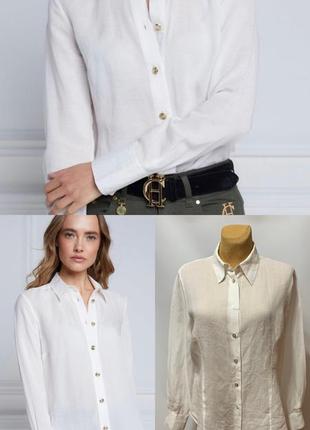 Біла блуза/сорочка із рамі,кропива