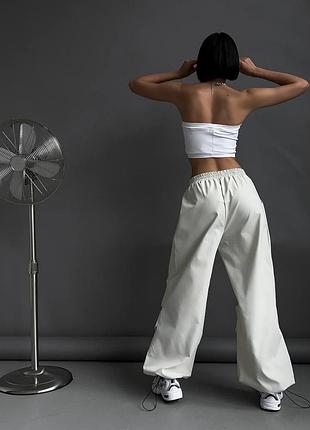 Штани карго вільного крою на резинках джогери на високій посадці стильні трендові брюки з...