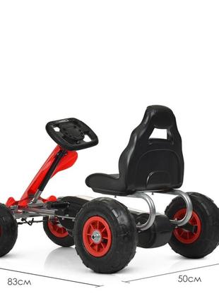 Карт педальний bambi kart m 4036-3 надувні колеса червоний4 фото