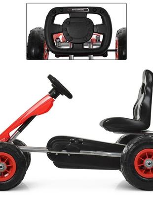 Карт педальный bambi kart m 4036-3 надувные колеса красный3 фото