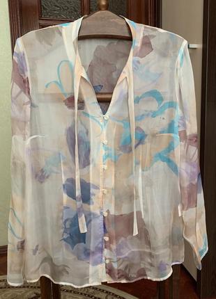 Воздушная приталенная блуза с длинным рукавом от итальянского бренда alba moda1 фото
