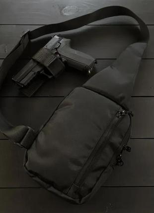 Якісна тактична сумка з кобурою, чоловіча сумка чорна з кордуру месенджер, тактичний месенджер1 фото