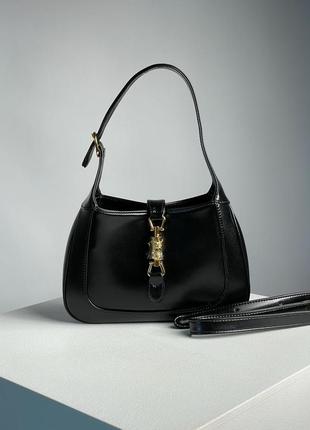 Жіноча шкіряна сумка преміум якості jackie 1961 medium hobo bag in black leather2 фото