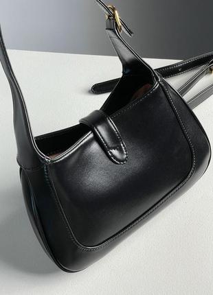 Жіноча шкіряна сумка преміум якості jackie 1961 medium hobo bag in black leather4 фото