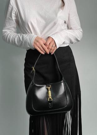 Жіноча шкіряна сумка преміум якості jackie 1961 medium hobo bag in black leather8 фото