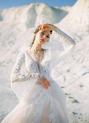 Весільна сукня з вишивкою та мереживом у стилі «boho» від ubride4 фото
