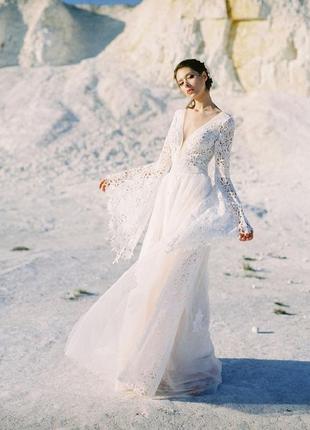 Весільна сукня з вишивкою та мереживом у стилі «boho» від ubride5 фото