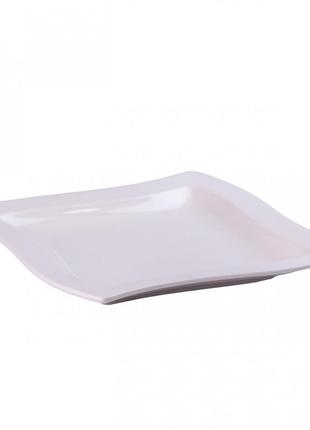 Тарілка плоска квадратна з порцеляни 21 см біла обідня тарілка2 фото