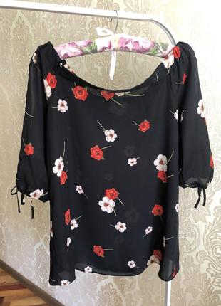 Блуза топ с открытыми плечами крестьянка zara mango asos h&m